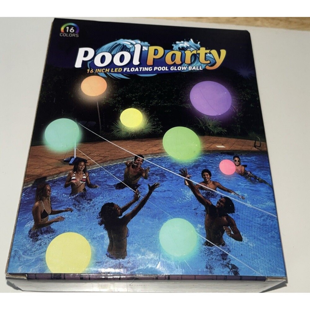 1 Pc Pool Party 16in Led Floating Pool Glow Ball Beach Volleyball Water Proof